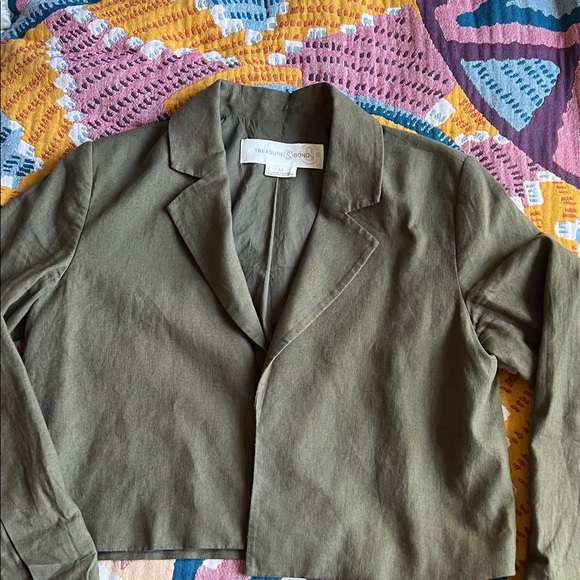 Treasure & Bond Olive Sarma Women's Cropped Blazer - Picture 4 of 11
